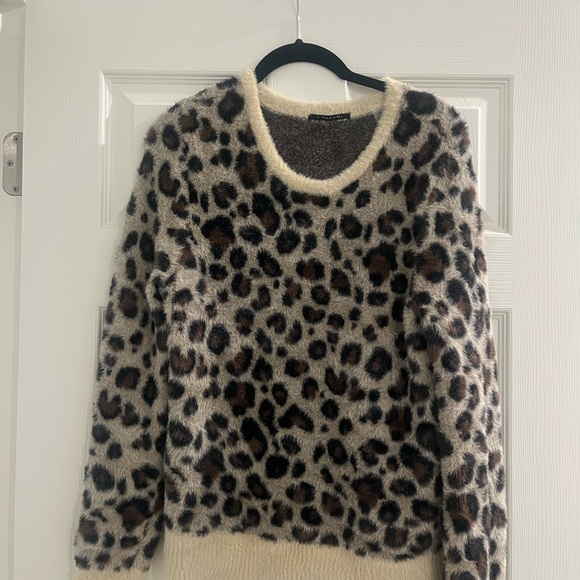 Tahari Sweaters - Leopard Print Fuzzy Sweater